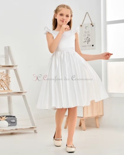 robe satin communion courte