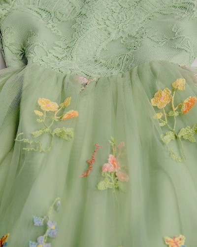 robe ceremonie fille vert sauge