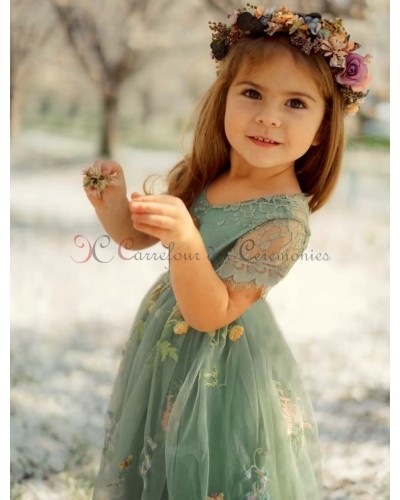 robe ceremonie fille vert sauge