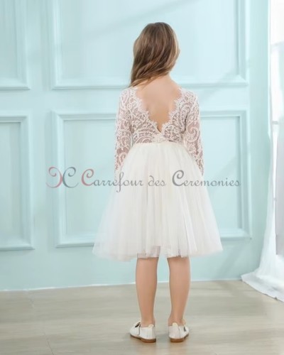 robe courte dentelle manche longue