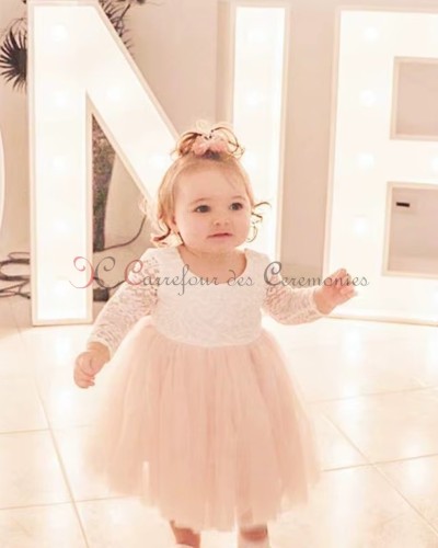 ROBE COURTE DENTELLE ROSE