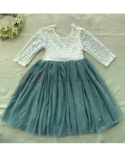 robe courte verte dentelle