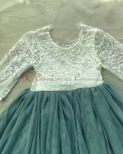 robe courte verte dentelle